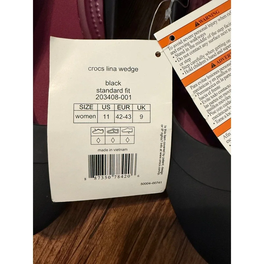 Crocs Lina Wedge Black Pointed Toe Pump‎ Shoes 203408-001 Womens Size 11 NEW